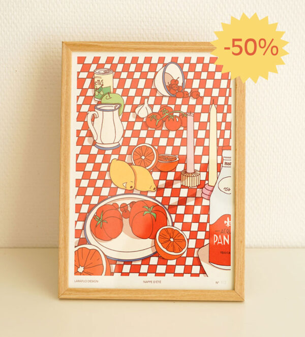 Affiche Nappe d'été, Illustration nature morte moderne