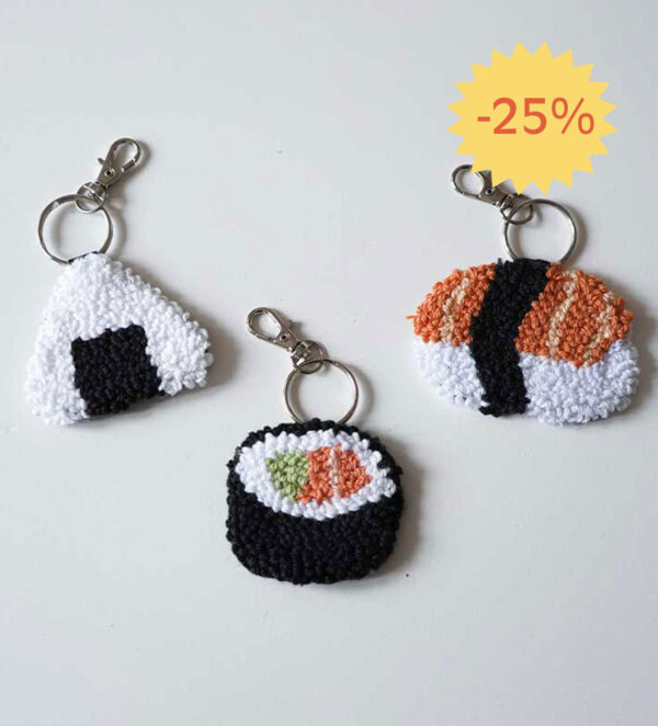 Porte-clés punch needle sushi