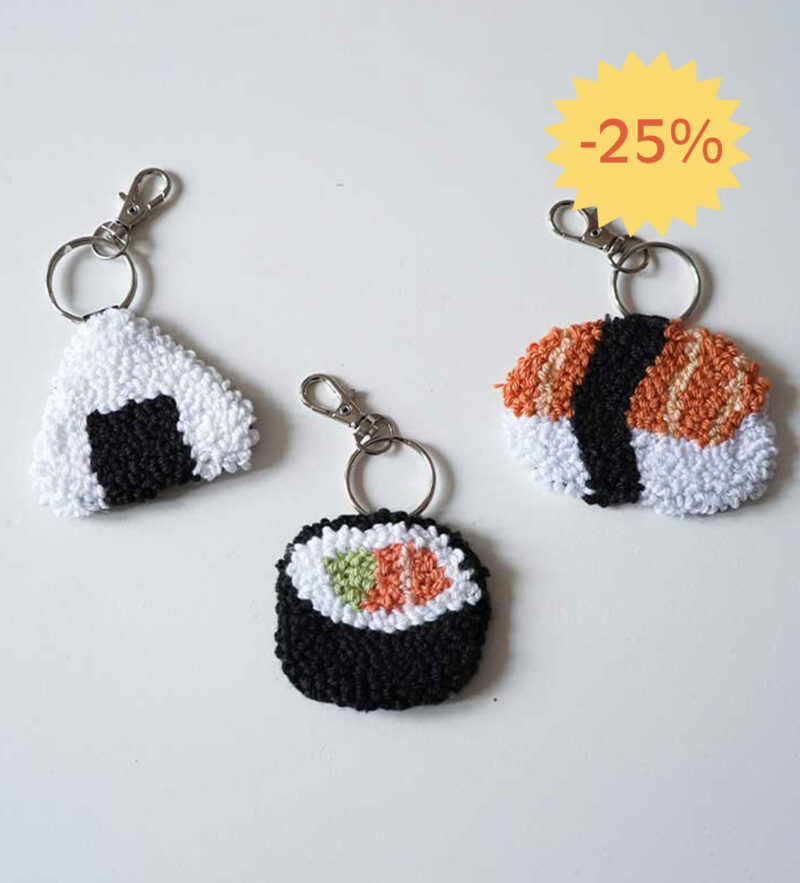 Porte-clés punch needle sushi
