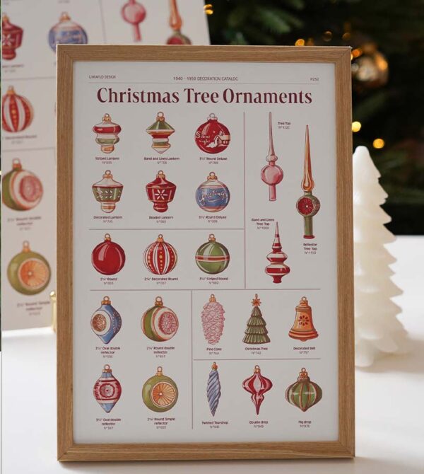 affiche boule de noel vintage