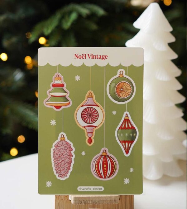 planche stickers boules de noel vintage