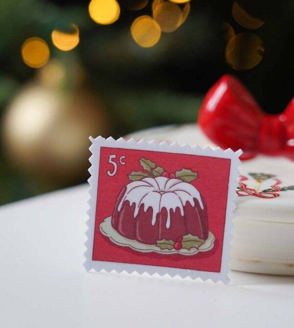 Sticker timbre gateau de Noël